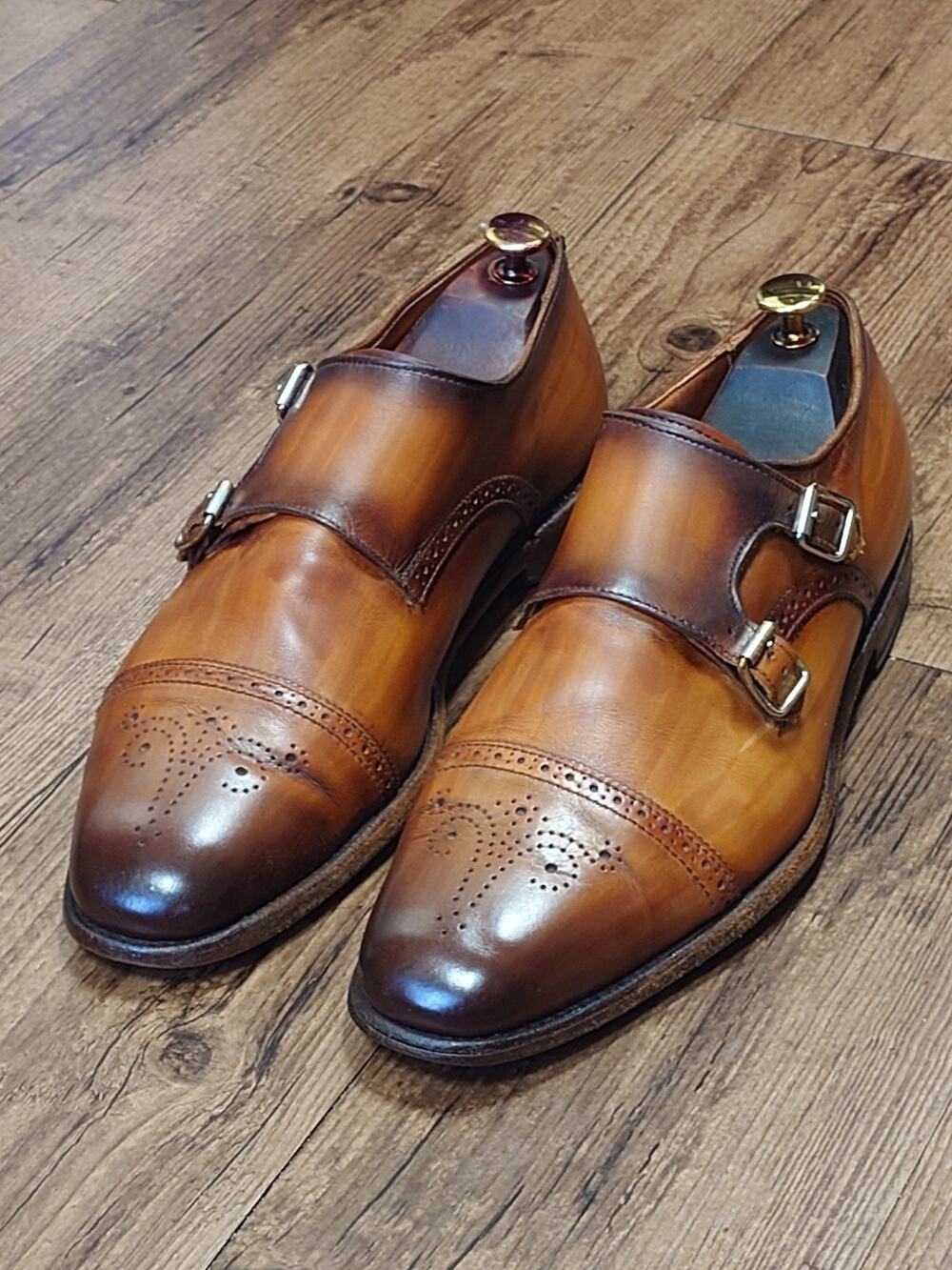 Allen Edmonds St. John's Double Monk Strap Leather Oxfords Dress Shoes Sz 10.5E